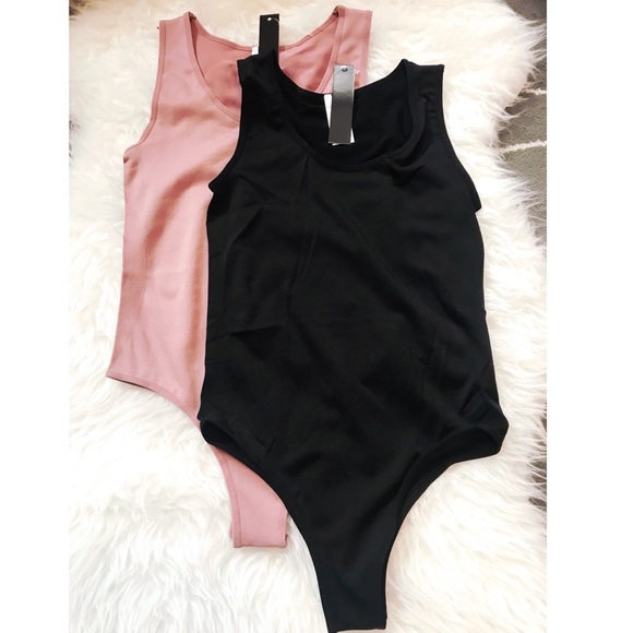 alwaysEm Tops - 1 LEFT! Black & Mauve Seamless Bodysuit Set